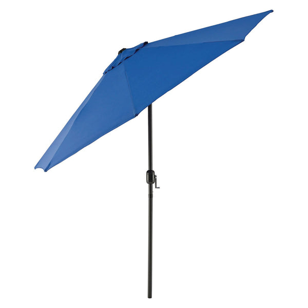 Global Industrial® Outdoor Umbrella with Tilt Mechanism, 102" Span, 94" Long, Blue Canopy, Black Handle (GBE436970) Each