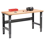 Global Industrial® Standard Duty Butcher Block Top Adjustable Height Workbench, 2,000 lbs, 60 x 30 x 30.88 to 36.88, Black (GBE183166BK) Each