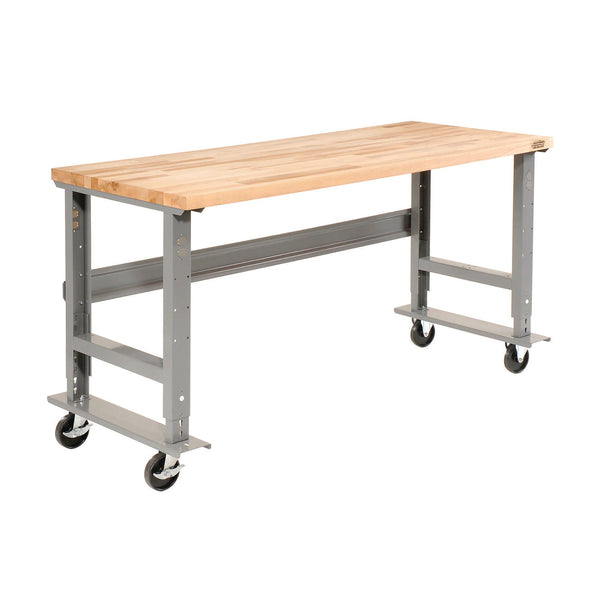 Global Industrial® Light Duty Butcher Block Top Adjustable Height Workbench, 800 lbs, 72 x 30 x 36 to 43, Gray (GBE183168A) Each