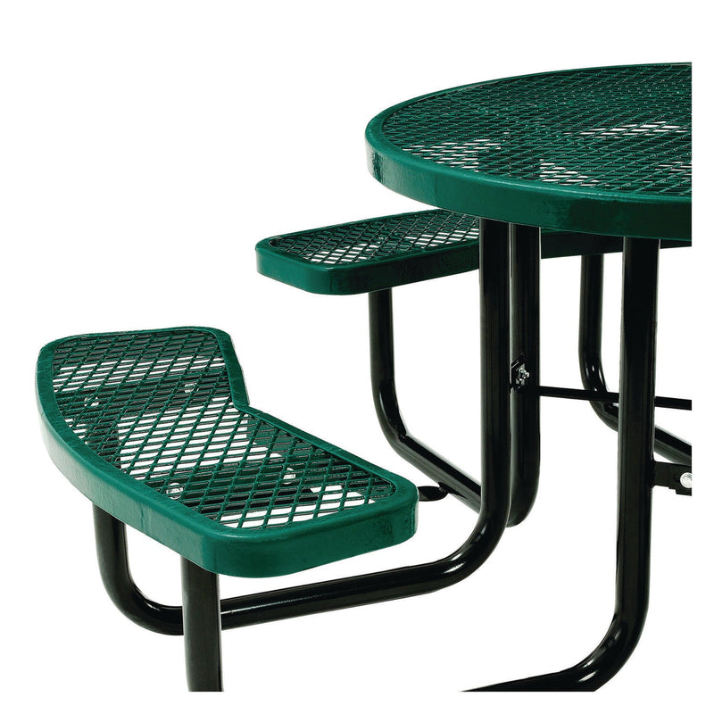 Global Industrial® Expanded Steel Picnic Table, Round, 46" Dia x 29.5"h, Green Top, Green Base/Legs (GBE277150GN) Each