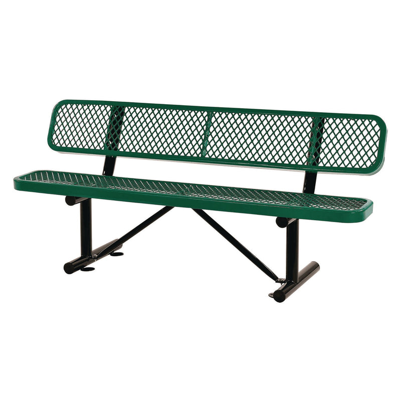 Global Industrial® Expanded Steel Bench With Back, 72 x 24 x 33, Green (GBE277154GN) Each