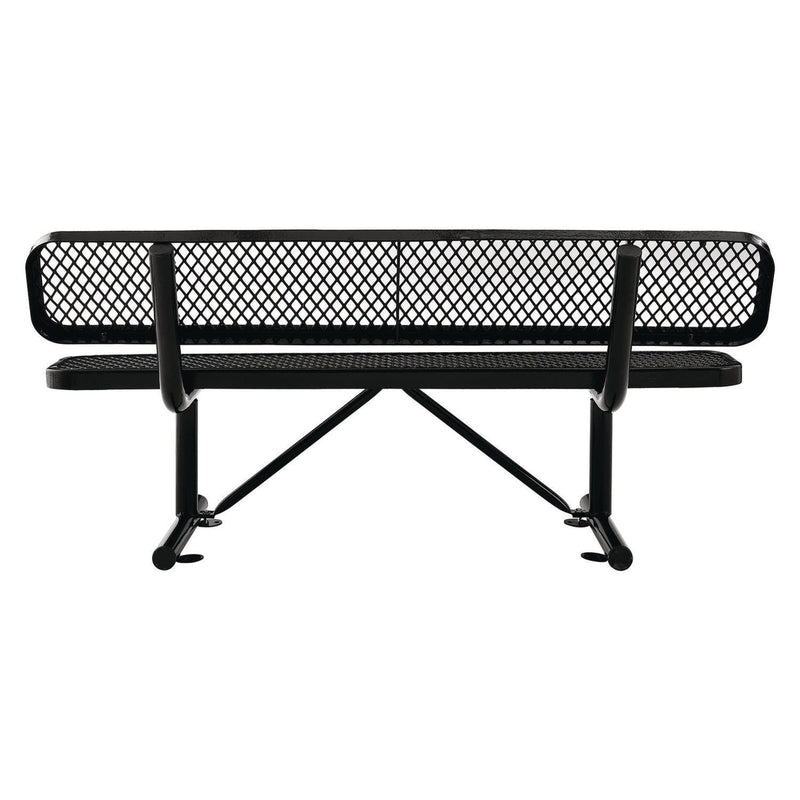 Global Industrial® Expanded Steel Bench With Back, 72 x 24 x 33, Black (GBE277154BK) Each