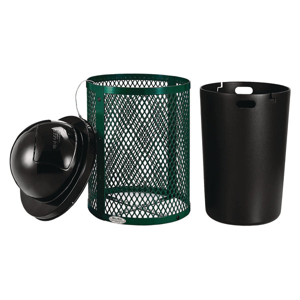 Global Industrial® Outdoor Diamond Steel Trash Can, 36 gal, Dome Lid, Green (GBE261948GN) Each