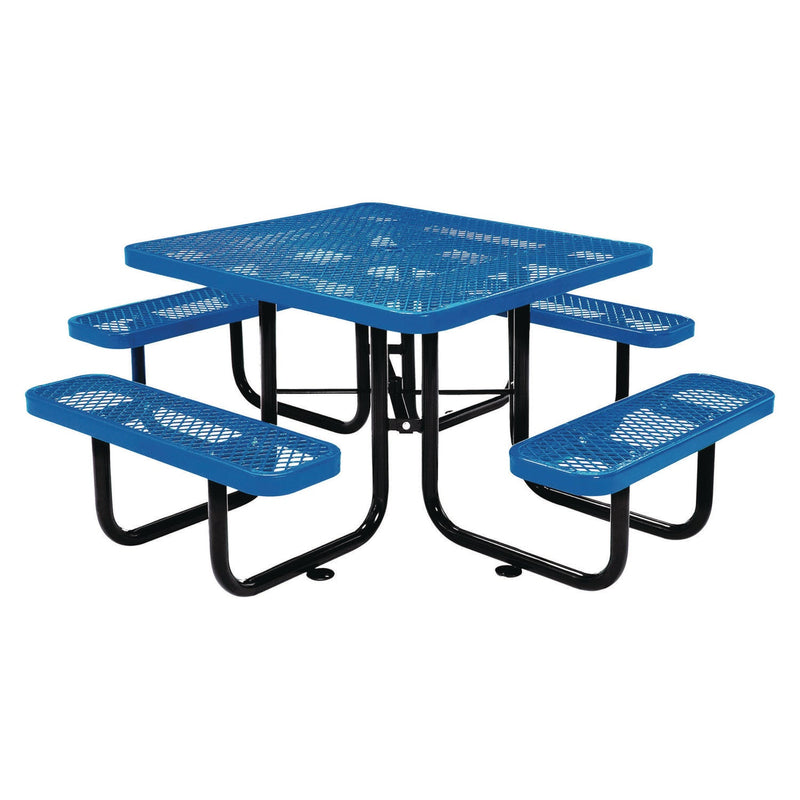 Global Industrial® Expanded Steel Picnic Table, Square, 81 x 81 x 29.5, Blue Top, Blue Base/Legs (GBE277151BL) Each