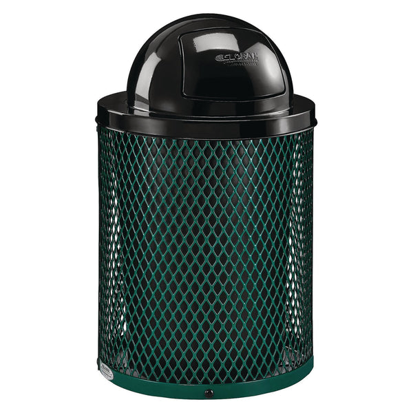 Global Industrial® Outdoor Diamond Steel Trash Can, 36 gal, Dome Lid, Green (GBE261948GN) Each