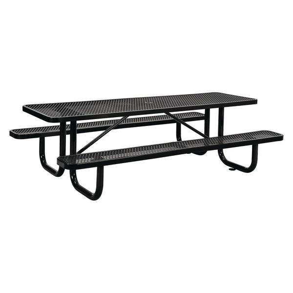 Global Industrial® Expanded Steel Picnic Table, Rectangular, 96 x 62 x 29.5, Black Top, Black Base/Legs (GBE277153BK) Each