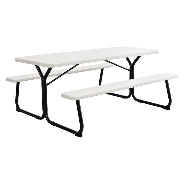 Global Industrial® Blow-Molded Plastic Picnic Table, Rectangular, 72 x 60 x 30, White Top, White Base/Legs (GBE695484) Each