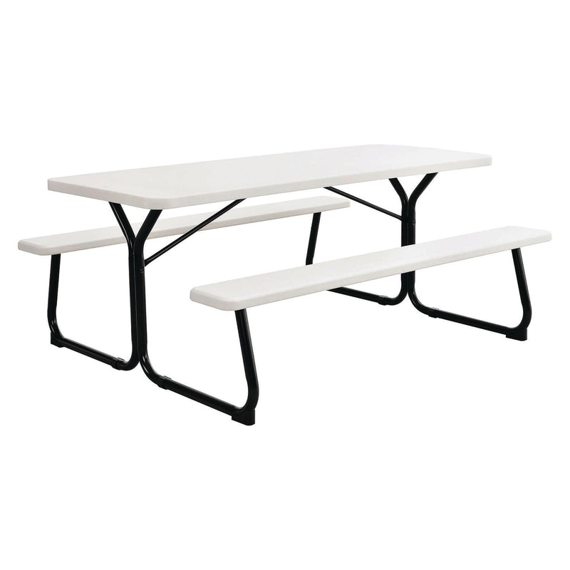 Global Industrial® Blow-Molded Plastic Picnic Table, Rectangular, 72 x 60 x 30, White Top, White Base/Legs (GBE695484) Each