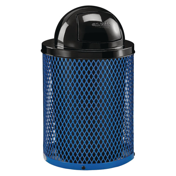 Global Industrial® Outdoor Diamond Steel Trash Can, 36 gal, Dome Lid, Blue (GBE261948BL) Each