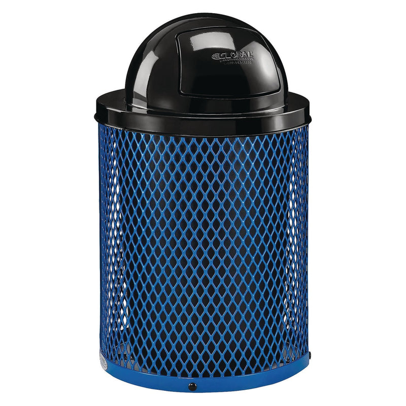 Global Industrial® Outdoor Diamond Steel Trash Can, 36 gal, Dome Lid, Blue (GBE261948BL) Each
