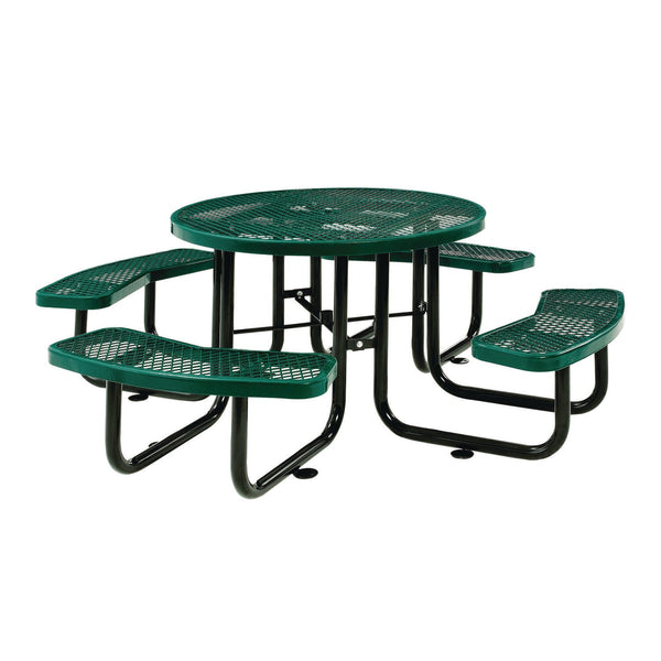 Global Industrial® Expanded Steel Picnic Table, Round, 46" Dia x 29.5"h, Green Top, Green Base/Legs (GBE277150GN) Each
