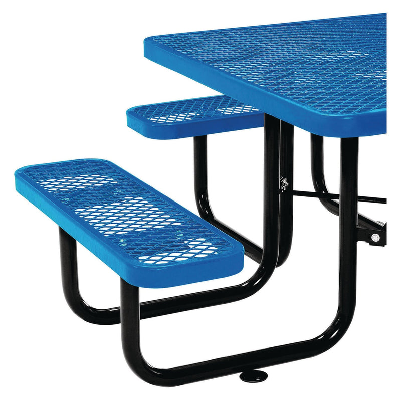 Global Industrial® Expanded Steel Picnic Table, Square, 81 x 81 x 29.5, Blue Top, Blue Base/Legs (GBE277151BL) Each