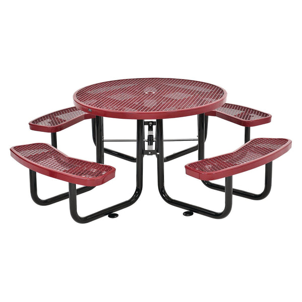 Global Industrial® Expanded Steel Picnic Table, Round, 46" Dia x 29.5"h, Red Top, Red Base/Legs (GBE277150RD) Each