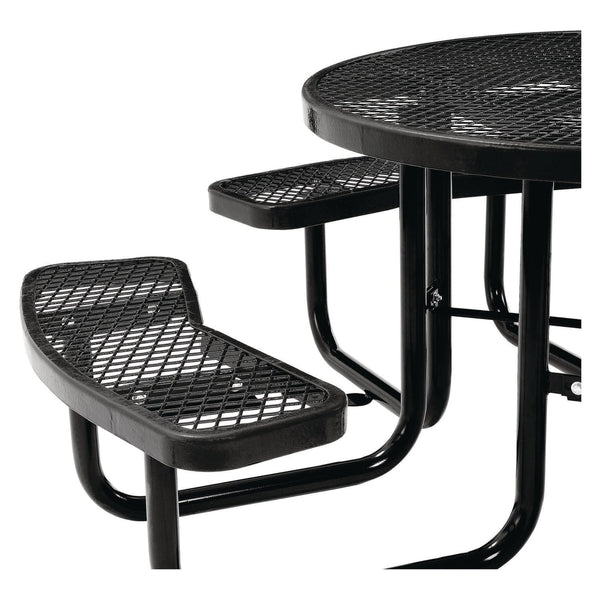 Global Industrial® Expanded Steel Picnic Table, Round, 46" Dia x 29.5"h, Black Top, Black Base/Legs (GBE277150BK) Each