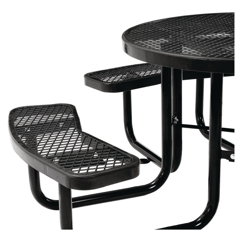 Global Industrial® Expanded Steel Picnic Table, Round, 46" Dia x 29.5"h, Black Top, Black Base/Legs (GBE277150BK) Each