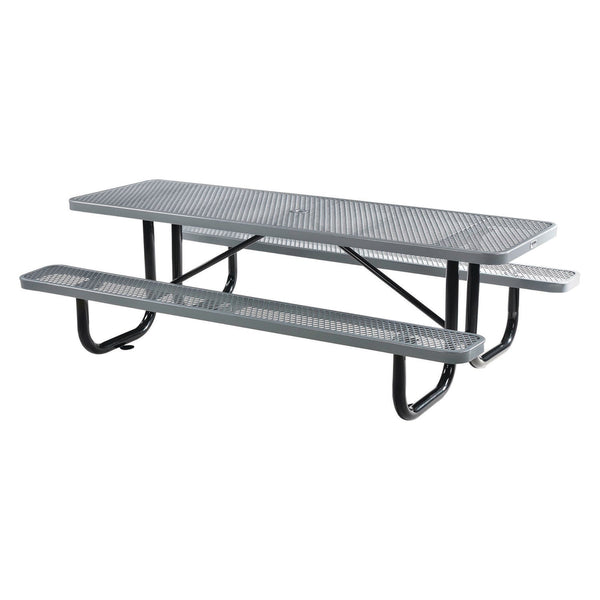 Global Industrial® Expanded Steel Picnic Table, Rectangular, 96 x 62 x 29.5, Gray Top, Gray Base/Legs (GBE277153GY) Each