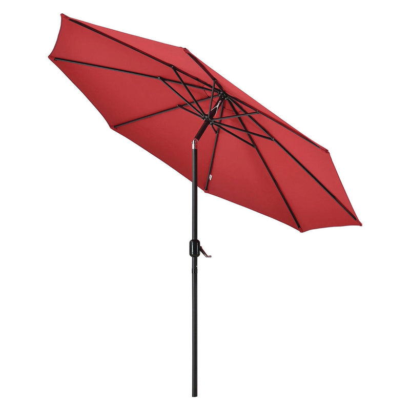 Global Industrial® Outdoor Umbrella with Tilt Mechanism, 102" Span, 94" Long, Red Canopy, Black Handle (GBE262070) Each