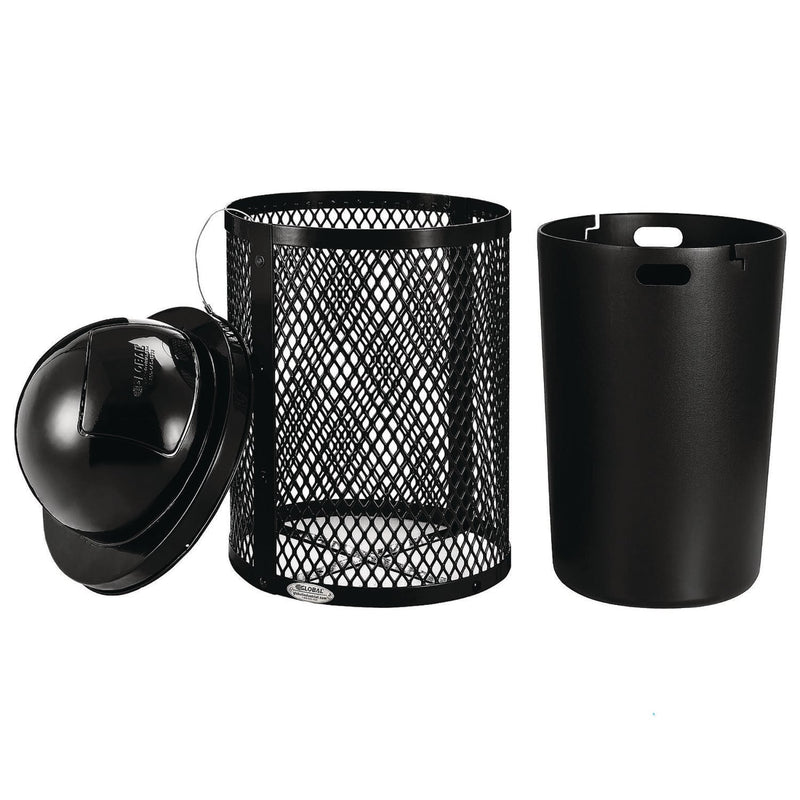 Global Industrial® Outdoor Diamond Industrial Steel Trash Can, 36 gal, Black (GBE261948BK) Each