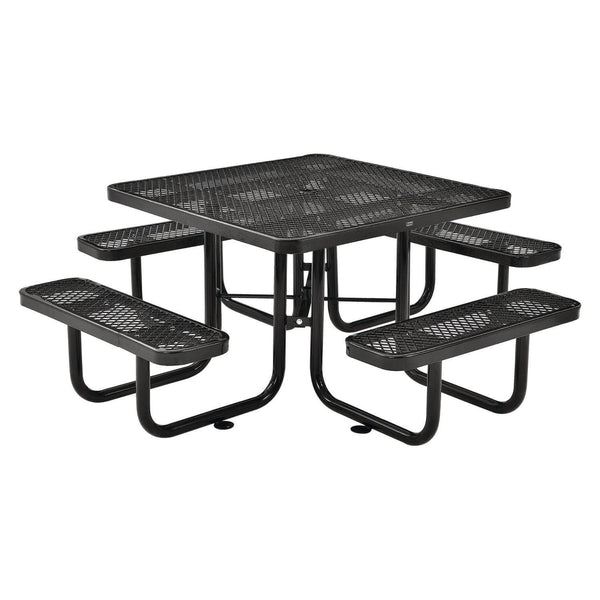 Global Industrial® Expanded Steel Picnic Table, Square, 81 x 81 x 29.5, Black Top, Black Base/Legs (GBE277151BK) Each