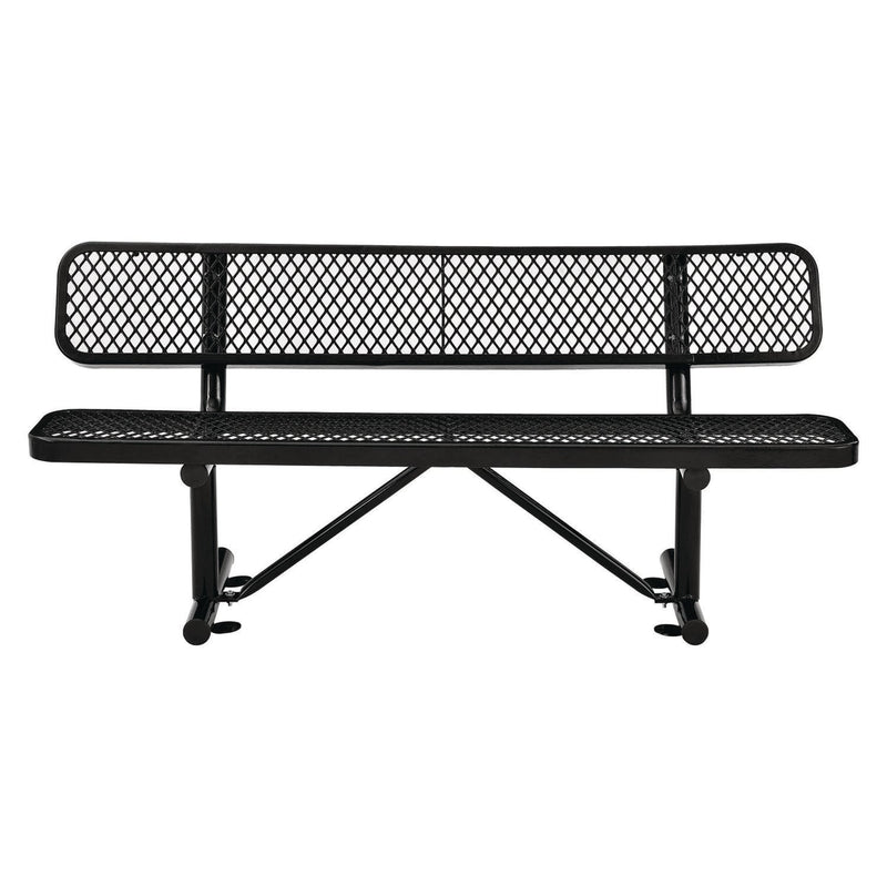 Global Industrial® Expanded Steel Bench With Back, 72 x 24 x 33, Black (GBE277154BK) Each