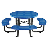 Global Industrial® Perforated Steel Picnic Table, Round, 46" Dia x 29.5"h, Blue Top, Blue Base/Legs (GBE262078BL) Each