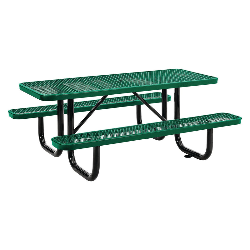 Global Industrial® Expanded Steel Picnic Table, Rectangular, 72 x 62 x 29.5, Green Top, Green Base/Legs (GBE277152GN) Each