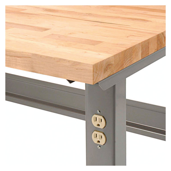 Global Industrial® Standard Duty Butcher Block Top Adjustable Height Workbench, 2,000 lbs, 96 x 36 x 30.88 to 36.88, Maple/Gray (GBE183179) Each