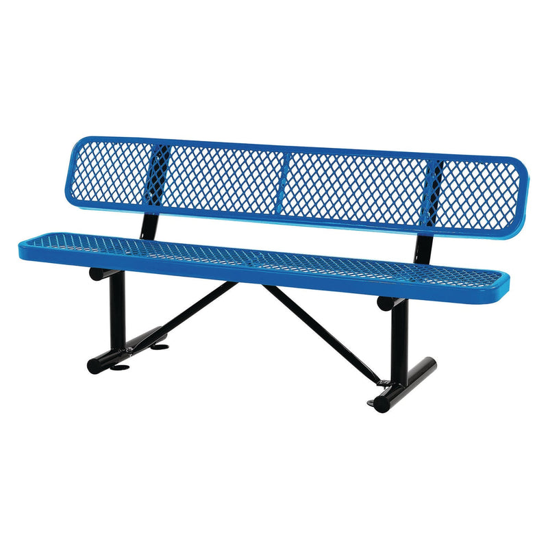 Global Industrial® Expanded Steel Bench With Back, 72 x 24 x 33, Blue (GBE277154BL) Each