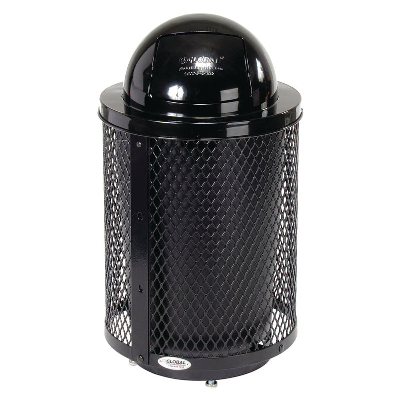 Global Industrial® Outdoor Diamond Steel Trash Can with Base, 36 gal, Black (GBE261948BKD) Each
