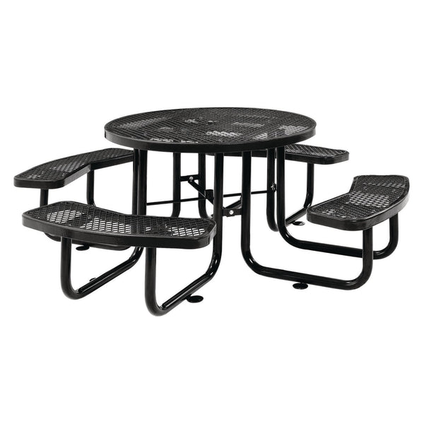 Global Industrial® Expanded Steel Picnic Table, Round, 46" Dia x 29.5"h, Black Top, Black Base/Legs (GBE277150BK) Each