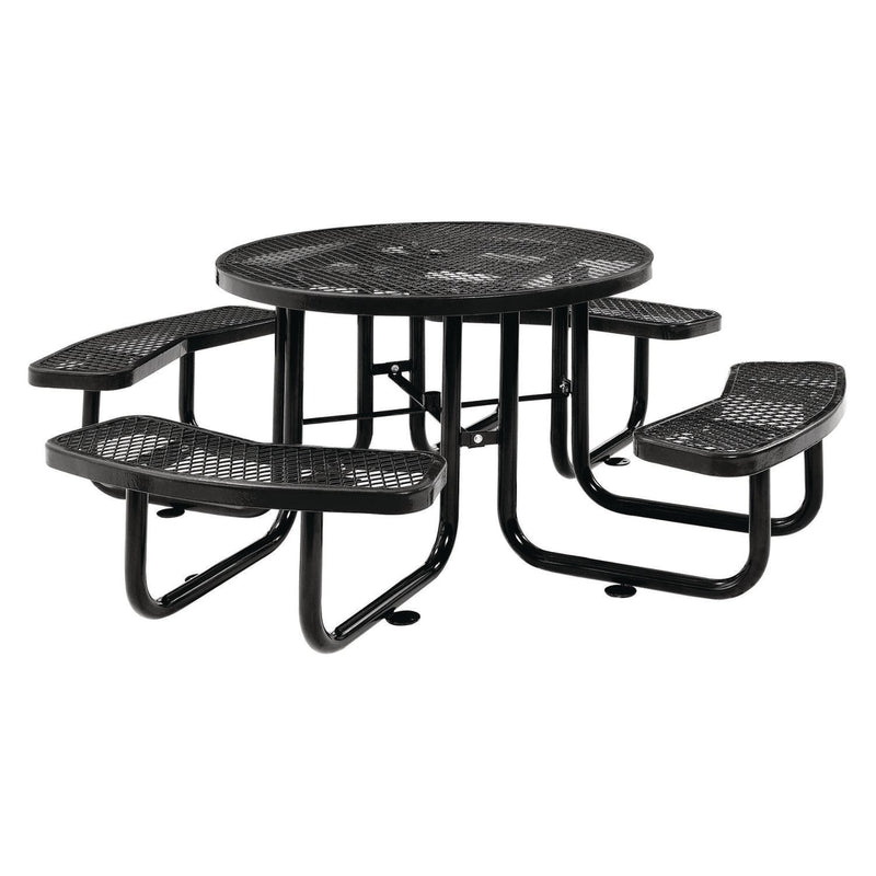 Global Industrial® Expanded Steel Picnic Table, Round, 46" Dia x 29.5"h, Black Top, Black Base/Legs (GBE277150BK) Each