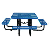 Global Industrial® Expanded Steel Picnic Table, Square, 81 x 81 x 29.5, Blue Top, Blue Base/Legs (GBE277151BL) Each