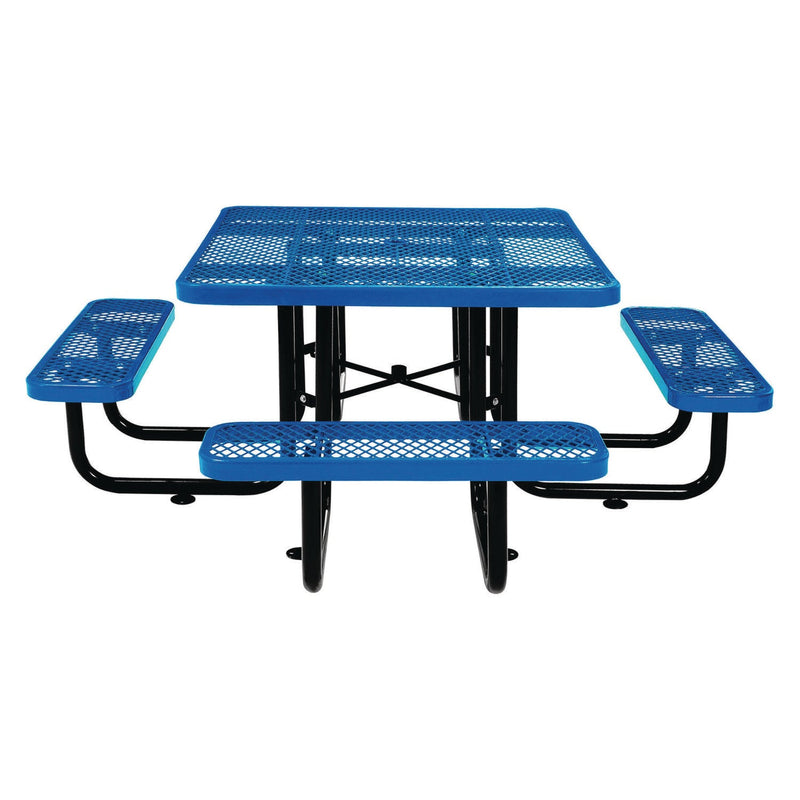 Global Industrial® Expanded Steel Picnic Table, Square, 81 x 81 x 29.5, Blue Top, Blue Base/Legs (GBE277151BL) Each
