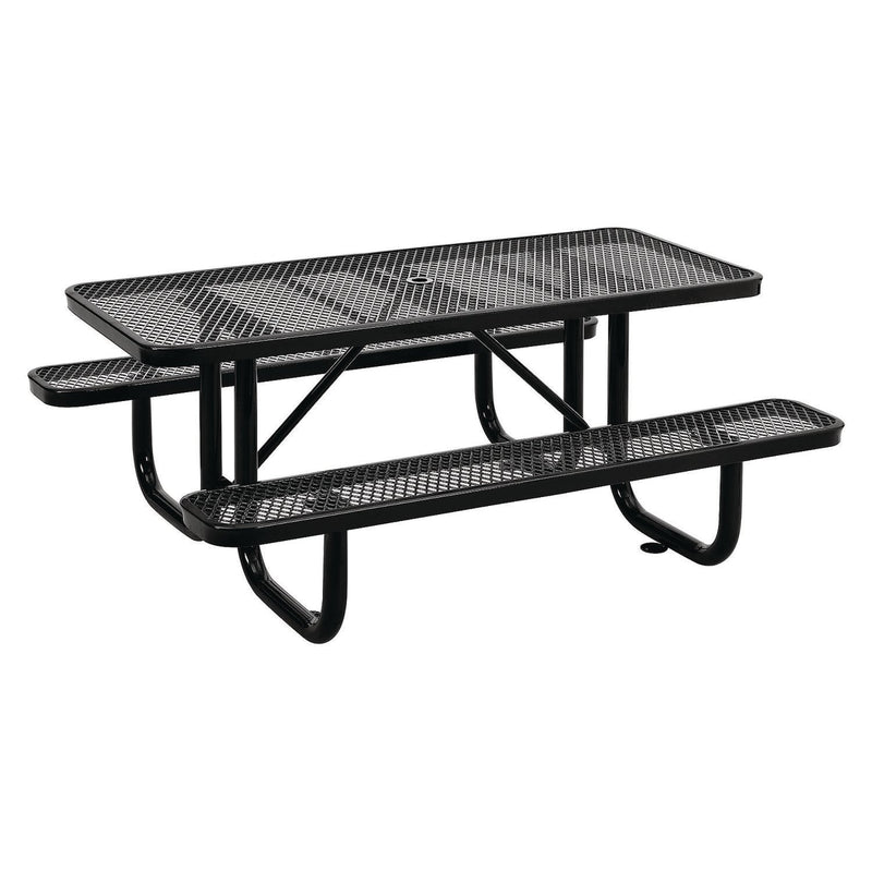 Global Industrial® Expanded Steel Picnic Table, Rectangular, 72 x 62 x 29.5, Black Top, Black Base/Legs (GBE277152BK) Each