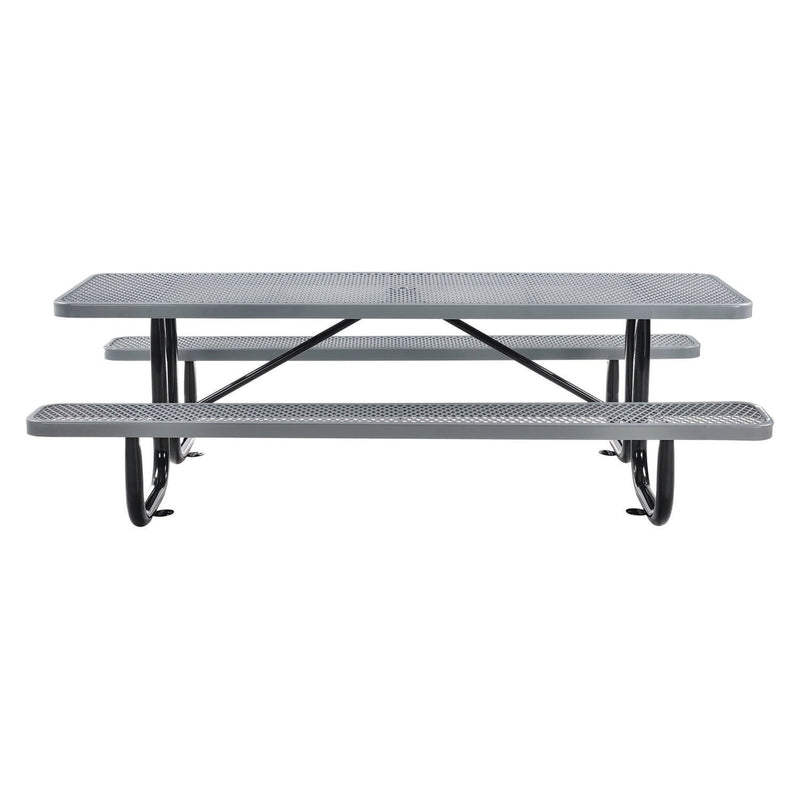 Global Industrial® Expanded Steel Picnic Table, Rectangular, 96 x 62 x 29.5, Gray Top, Gray Base/Legs (GBE277153GY) Each
