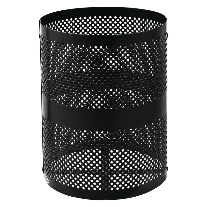 Global Industrial® Outdoor Perforated Steel Trash Can with Dome Lid, 36 gal, Steel, Black (GBE261949BK) Each