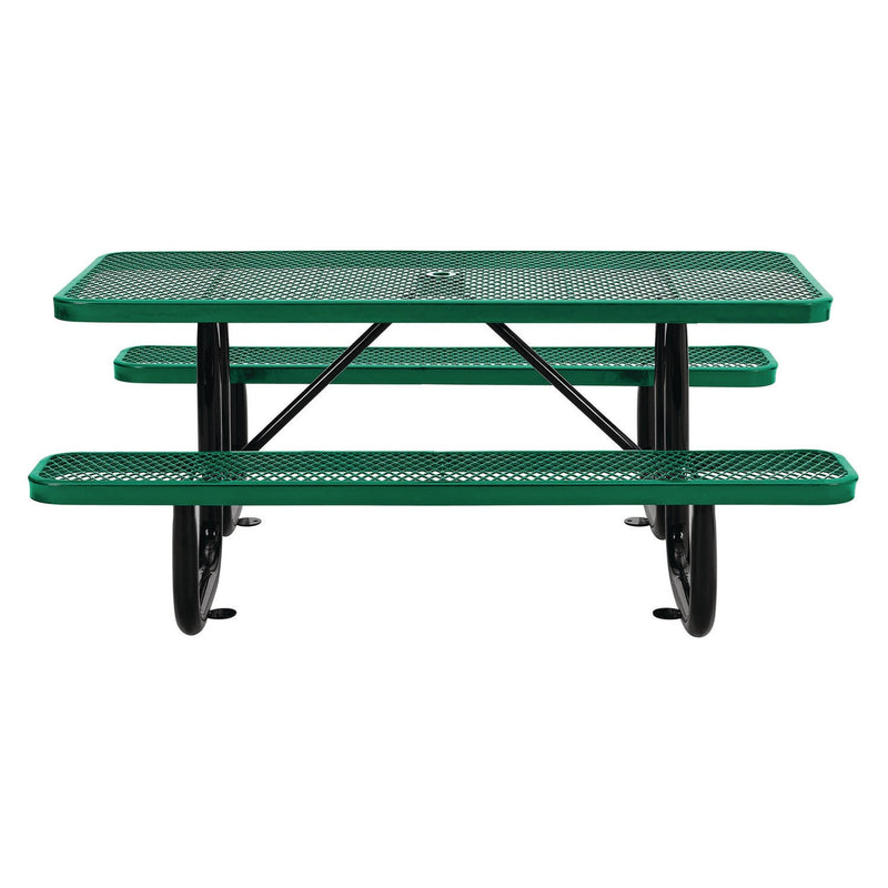 Global Industrial® Expanded Steel Picnic Table, Rectangular, 72 x 62 x 29.5, Green Top, Green Base/Legs (GBE277152GN) Each