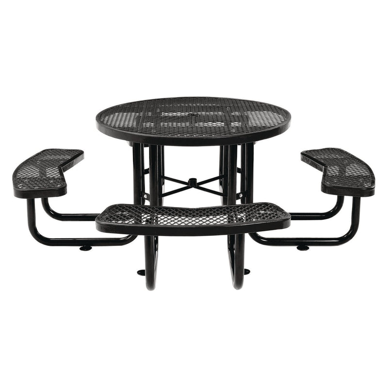 Global Industrial® Expanded Steel Picnic Table, Round, 46" Dia x 29.5"h, Black Top, Black Base/Legs (GBE277150BK) Each