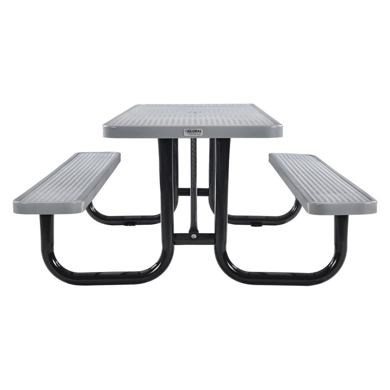 Global Industrial® Expanded Steel Picnic Table, Rectangular, 96 x 62 x 29.5, Gray Top, Gray Base/Legs (GBE277153GY) Each