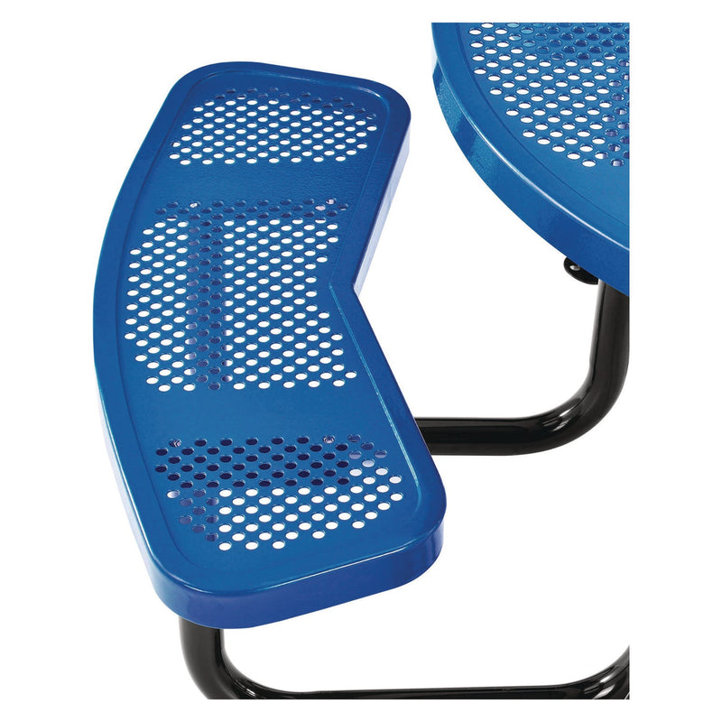 Global Industrial® Perforated Steel Picnic Table, Round, 46" Dia x 29.5"h, Blue Top, Blue Base/Legs (GBE262078BL) Each