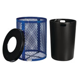 Global Industrial® Outdoor Diamond Steel Trash Can, 36 gal, Blue (GBE261924BL) Each