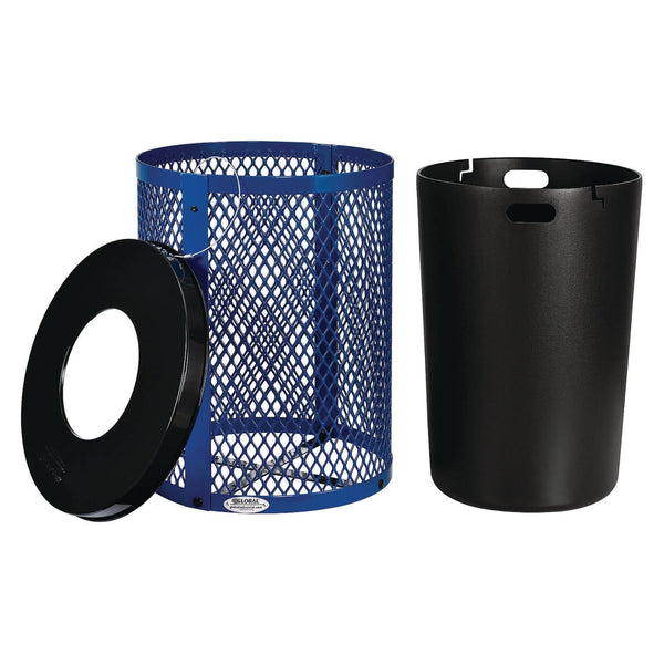 Global Industrial® Outdoor Diamond Steel Trash Can, 36 gal, Blue (GBE261924BL) Each