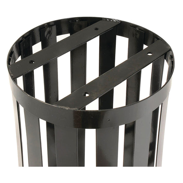 Global Industrial® Outdoor Slatted Steel Trash Can, 24 gal, Black (GBE237725BK) Each