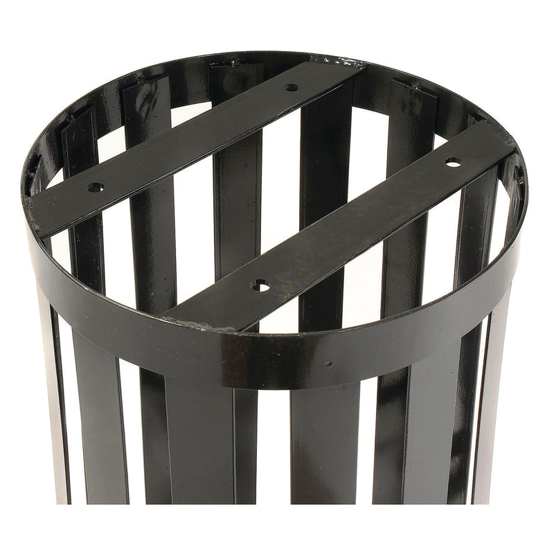 Global Industrial® Outdoor Slatted Steel Trash Can, 24 gal, Black (GBE237725BK) Each