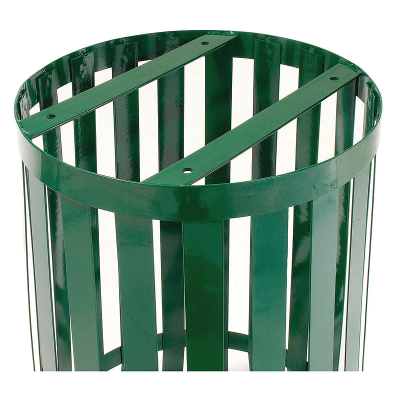 Global Industrial® Outdoor Slatted Steel Trash Can, 36 gal, Green (GBE237726GN) Each