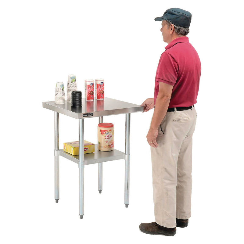 Global Industrial® Work Table with Undershelf, Square, 24 x 24 x 35, Silver Top, Silver Base/Legs (GBE319054) Each