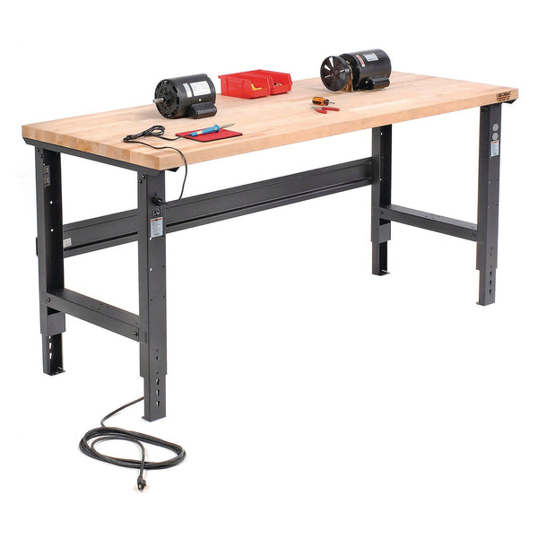 Global Industrial® Standard Duty Butcher Block Top Adjustable Height Workbench, 2,000 lbs, 72 x 36 x 30.88 to 36.88, Maple/Black (GBE183169BK) Each