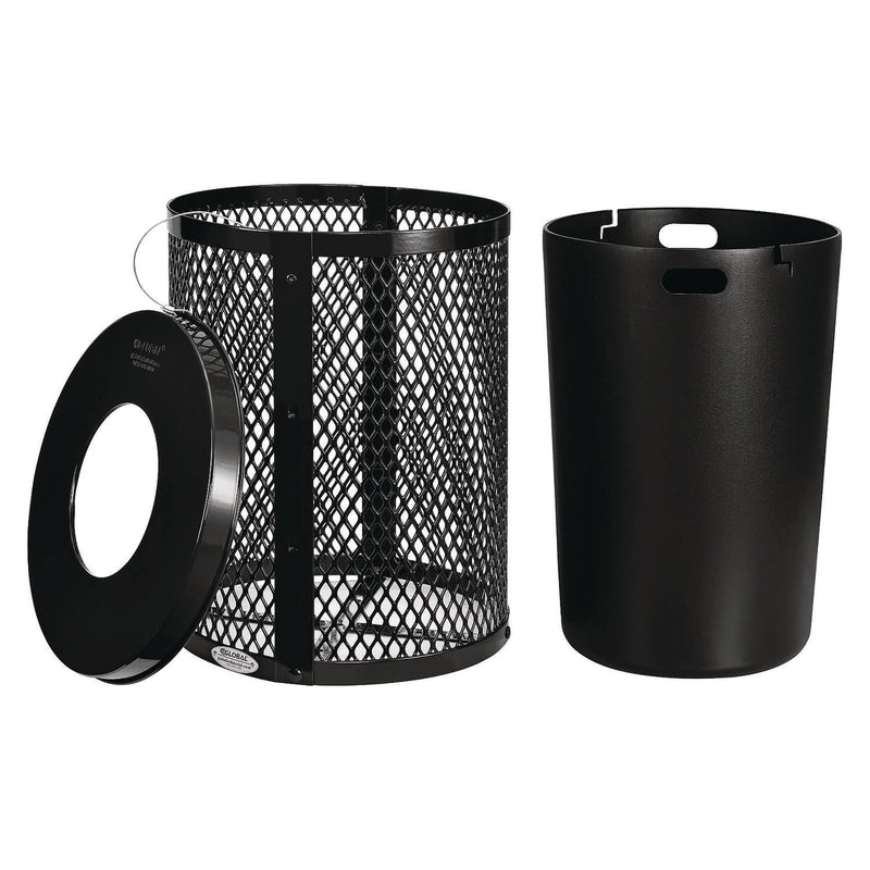 Global Industrial® Outdoor Diamond Steel Trash Can, 36 gal, Black (GBE261924BK) Each
