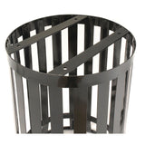 Global Industrial® Outdoor Slatted Steel Trash Can, 36 gal, Black (GBE237726BK) Each