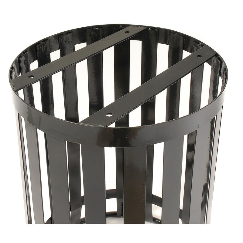Global Industrial® Outdoor Slatted Steel Trash Can, 36 gal, Black (GBE237726BK) Each